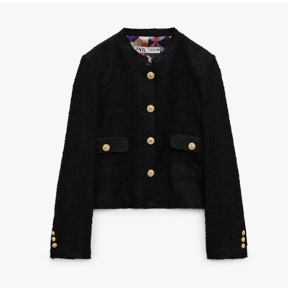 NWT Zara Cropped Textured Blazer - Picture 7 of 13